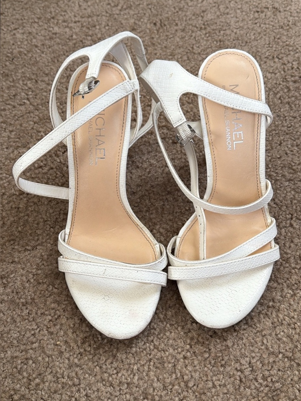 MICHAEL White Strappy Slingback Heels